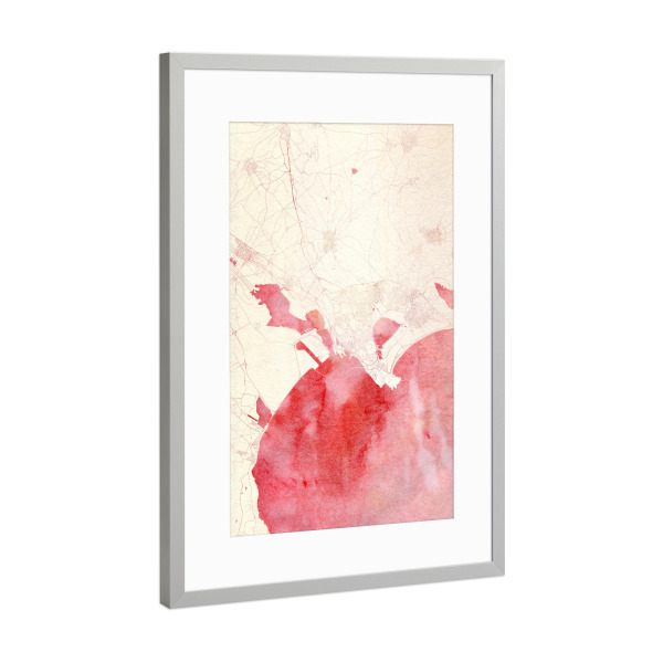 Poster mit Rahmen Silber "Cagliari Italien I" artboxONE - Städte,Reise - Städte,Stadtkarte,Wasserfarbe