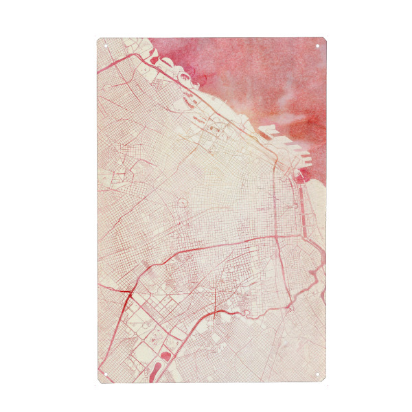 Metall Poster "Buenos-Aires Argentinien I" artboxONE - Städte,Reise - Städte,Stadtkarte,Wasserfarbe - Blechschild