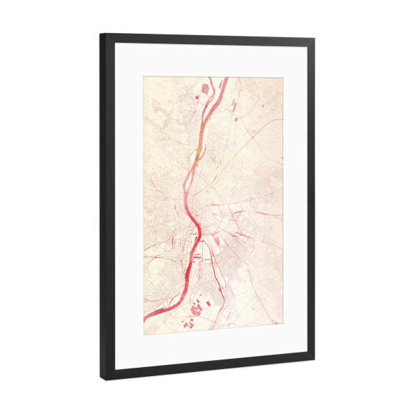 Poster mit Rahmen Schwarz (Metallic) "Budapest Ungarn I" artboxONE - Städte,Reise - Städte,Stadtkarte,Wasserfarbe