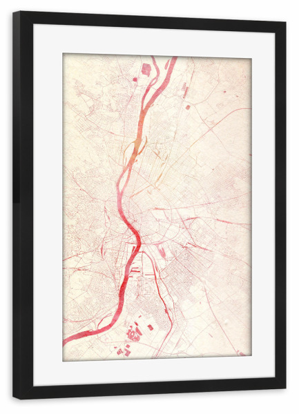 Poster mit Rahmen schwarz "Budapest Ungarn I" artboxONE - Städte,Reise - Städte,Stadtkarte,Wasserfarbe