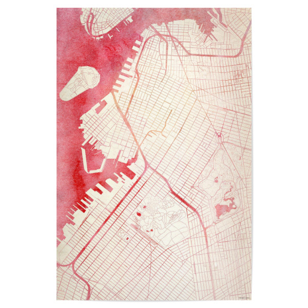 Poster "Brooklyn USA I" artboxONE - Städte,Reise - Städte,Stadtkarte,Wasserfarbe