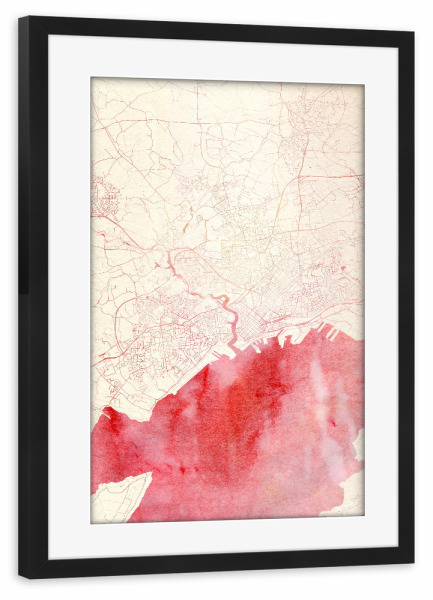 Poster mit Rahmen schwarz "Brest Frankreich I" artboxONE - Städte,Reise - Städte,Stadtkarte,Wasserfarbe