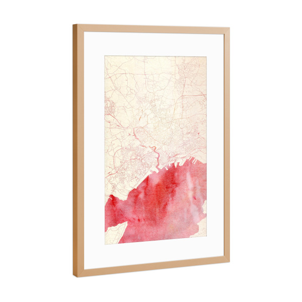 Poster mit Rahmen Kupfer "Brest Frankreich I" artboxONE - Städte,Reise - Städte,Stadtkarte,Wasserfarbe
