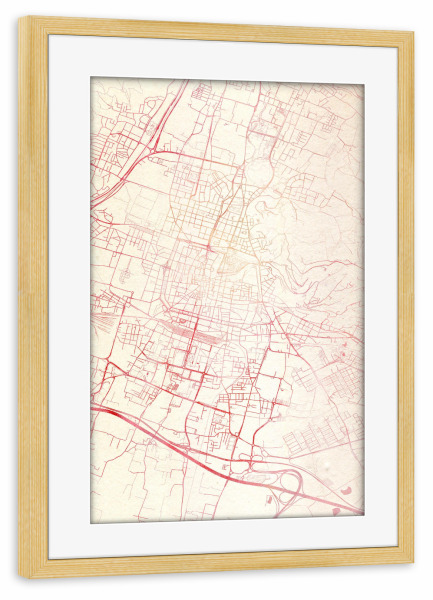 Poster mit Rahmen kiefer "Brescia Italien I" artboxONE - Städte,Reise - Städte,Stadtkarte,Wasserfarbe