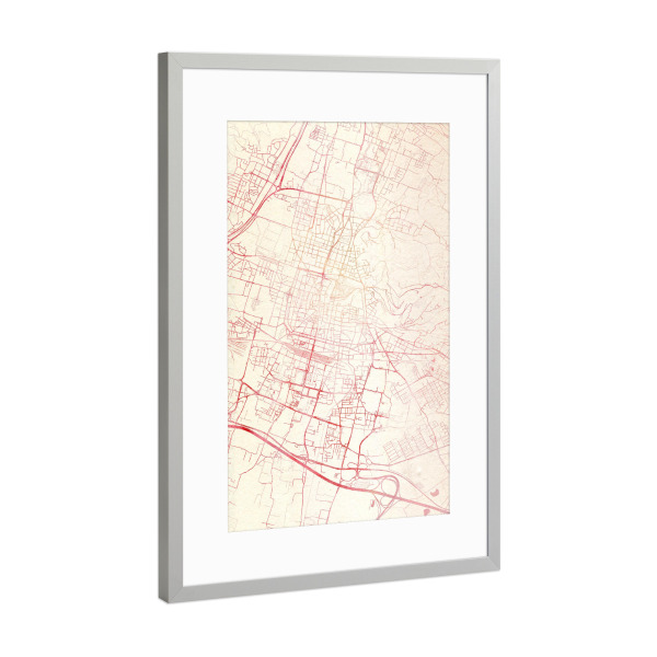 Poster mit Rahmen Silber "Brescia Italien I" artboxONE - Städte,Reise - Städte,Stadtkarte,Wasserfarbe