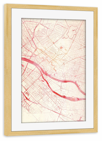 Poster mit Rahmen kiefer "Bremen Deutschland I" artboxONE - Städte,Reise - Städte,Stadtkarte,Wasserfarbe
