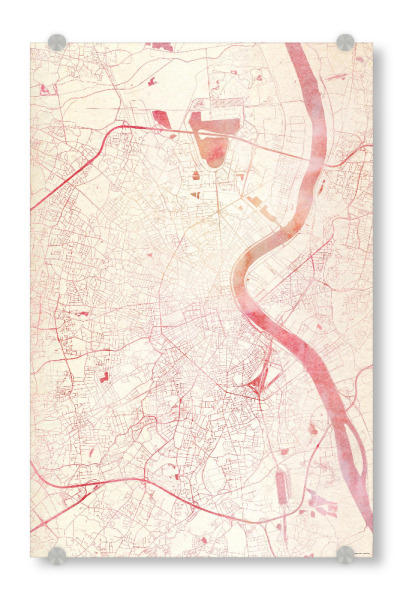 Acrylglasbild "Bordeaux Frankreich II" artboxONE - Städte,Reise - Städte,Stadtkarte,Wasserfarbe