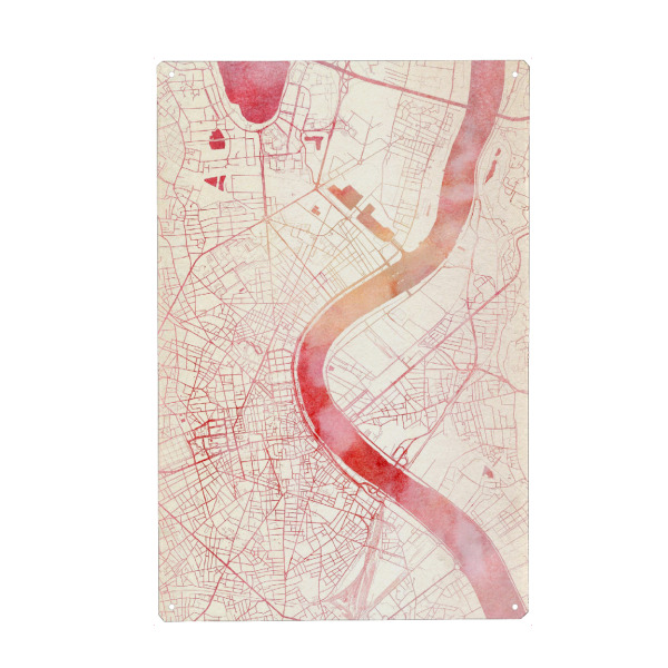 Metall Poster "Bordeaux Frankreich I" artboxONE - Städte,Reise - Städte,Stadtkarte,Wasserfarbe - Blechschild