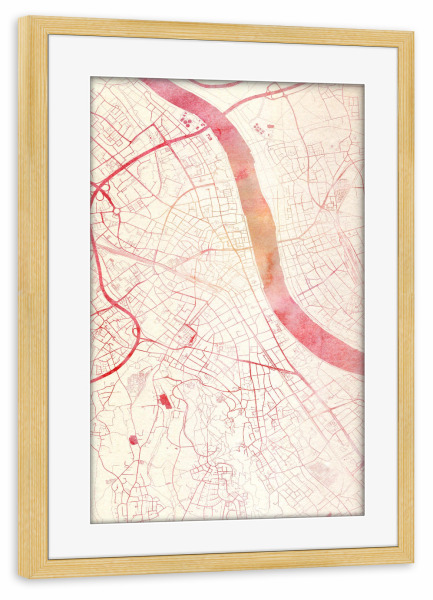 Poster mit Rahmen kiefer "Bonn Deutschland I" artboxONE - Städte,Reise - Städte,Stadtkarte,Wasserfarbe