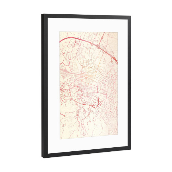Poster mit Rahmen Schwarz (Metallic) "Bologna Italien I" artboxONE - Städte,Reise - Städte,Stadtkarte,Wasserfarbe