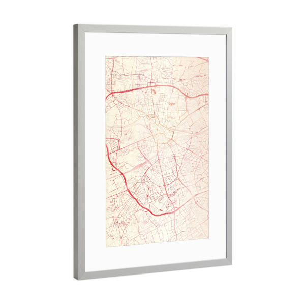 Poster mit Rahmen Silber "Bochum Deutschland I" artboxONE - Städte,Reise - Städte,Stadtkarte,Wasserfarbe