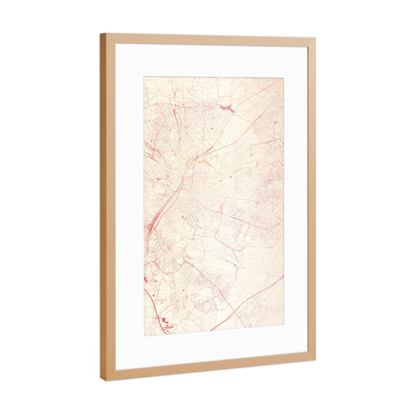 Poster mit Rahmen Kupfer "Bielefeld Deutschland I" artboxONE - Städte,Reise - Städte,Stadtkarte,Wasserfarbe