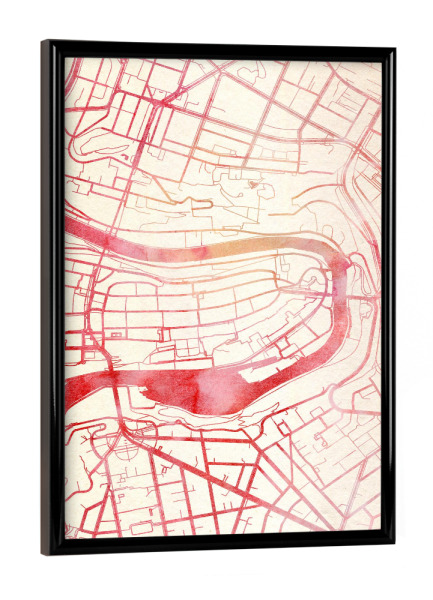 Poster mit schwarzem Rahmen "Bern Schweiz II" artboxONE - Städte,Reise - Städte,Stadtkarte,Wasserfarbe
