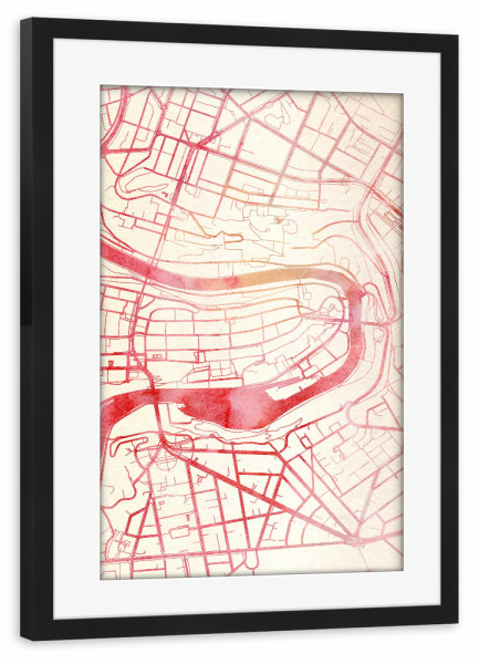 Poster mit Rahmen schwarz "Bern Schweiz II" artboxONE - Städte,Reise - Städte,Stadtkarte,Wasserfarbe