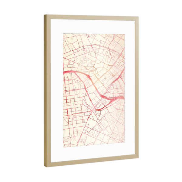 Poster mit Rahmen Gold "Berlin Deutschland 3" artboxONE - Städte,Reise - Städte,Stadtkarte,Wasserfarbe