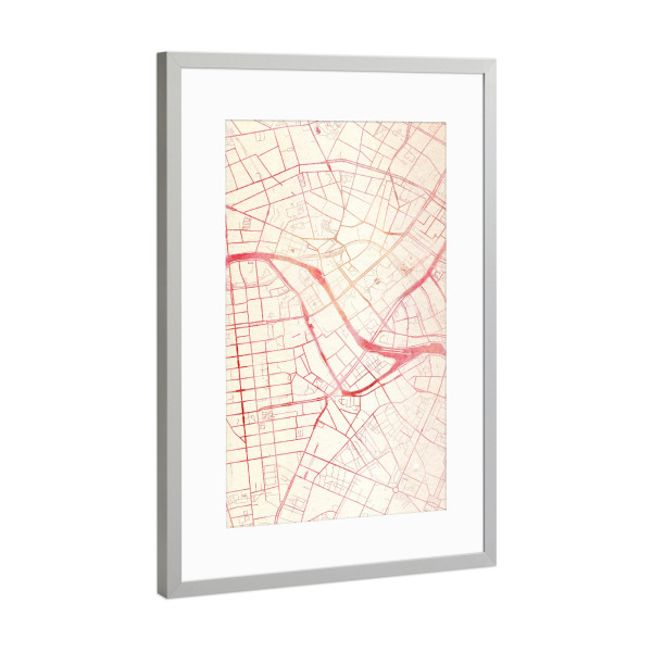 Poster mit Rahmen Silber "Berlin Deutschland 3" artboxONE - Städte,Reise - Städte,Stadtkarte,Wasserfarbe