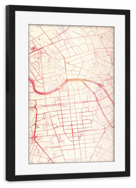 Poster mit Rahmen schwarz "Berlin Deutschland II" artboxONE - Städte,Reise - Städte,Stadtkarte,Wasserfarbe