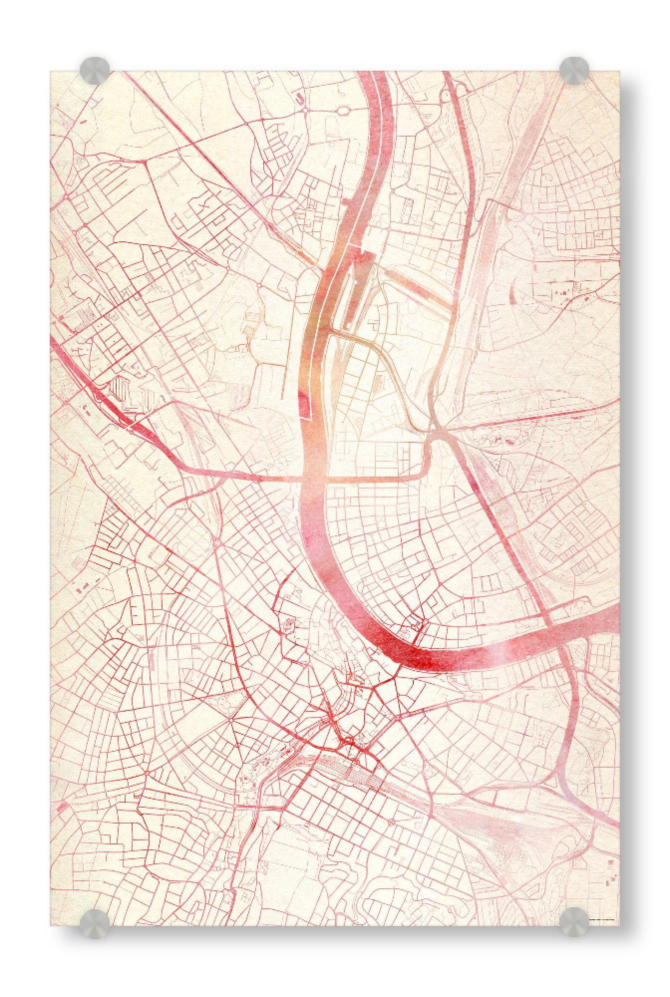Acrylglasbild "Basel Schweiz I" artboxONE - Städte,Reise - Städte,Stadtkarte,Wasserfarbe