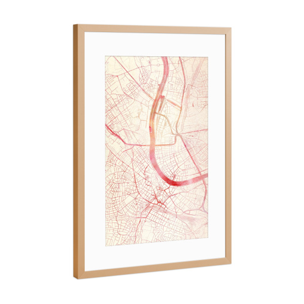 Poster mit Rahmen Kupfer "Basel Schweiz I" artboxONE - Städte,Reise - Städte,Stadtkarte,Wasserfarbe