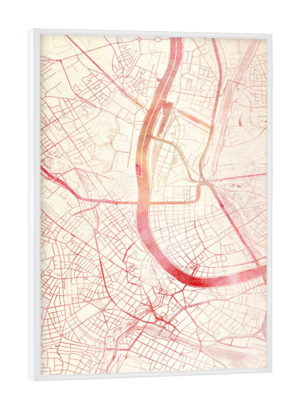 Poster mit weißem Rahmen "Basel Schweiz I" artboxONE - Städte,Reise - Städte,Stadtkarte,Wasserfarbe