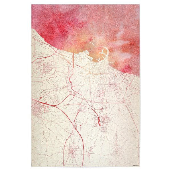 Poster "Bari Italien I" artboxONE - Städte,Reise - Städte,Stadtkarte,Wasserfarbe