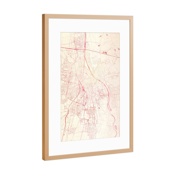 Poster mit Rahmen Kupfer "Augsburg Deutschland I" artboxONE - Städte,Reise - Städte,Stadtkarte,Wasserfarbe