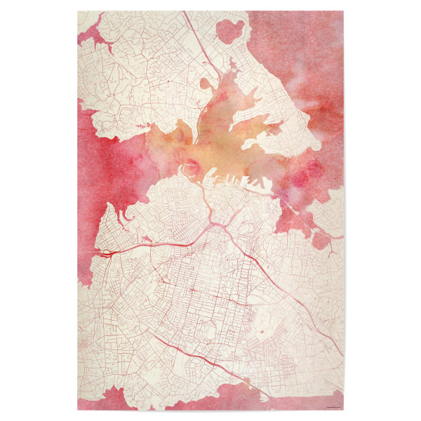 Poster "Auckland Neuseeland II" artboxONE - Städte,Reise - Städte,Stadtkarte,Wasserfarbe