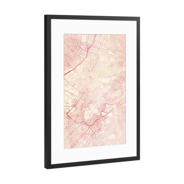 Poster mit Rahmen Schwarz (Metallic) "Athen Griechenland I" artboxONE - Städte,Reise - Städte,Stadtkarte,Wasserfarbe