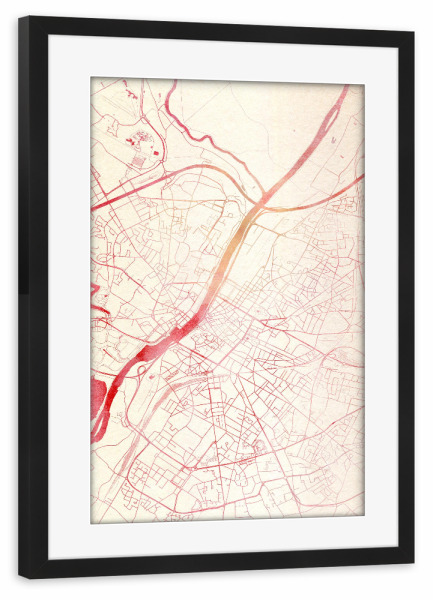 Poster mit Rahmen schwarz "Angers Frankreich I" artboxONE - Städte,Reise - Städte,Stadtkarte,Wasserfarbe