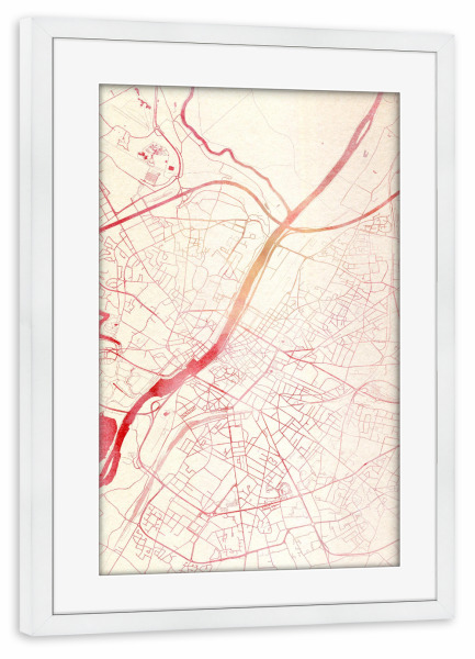 Poster mit Rahmen weiß "Angers Frankreich I" artboxONE - Städte,Reise - Städte,Stadtkarte,Wasserfarbe