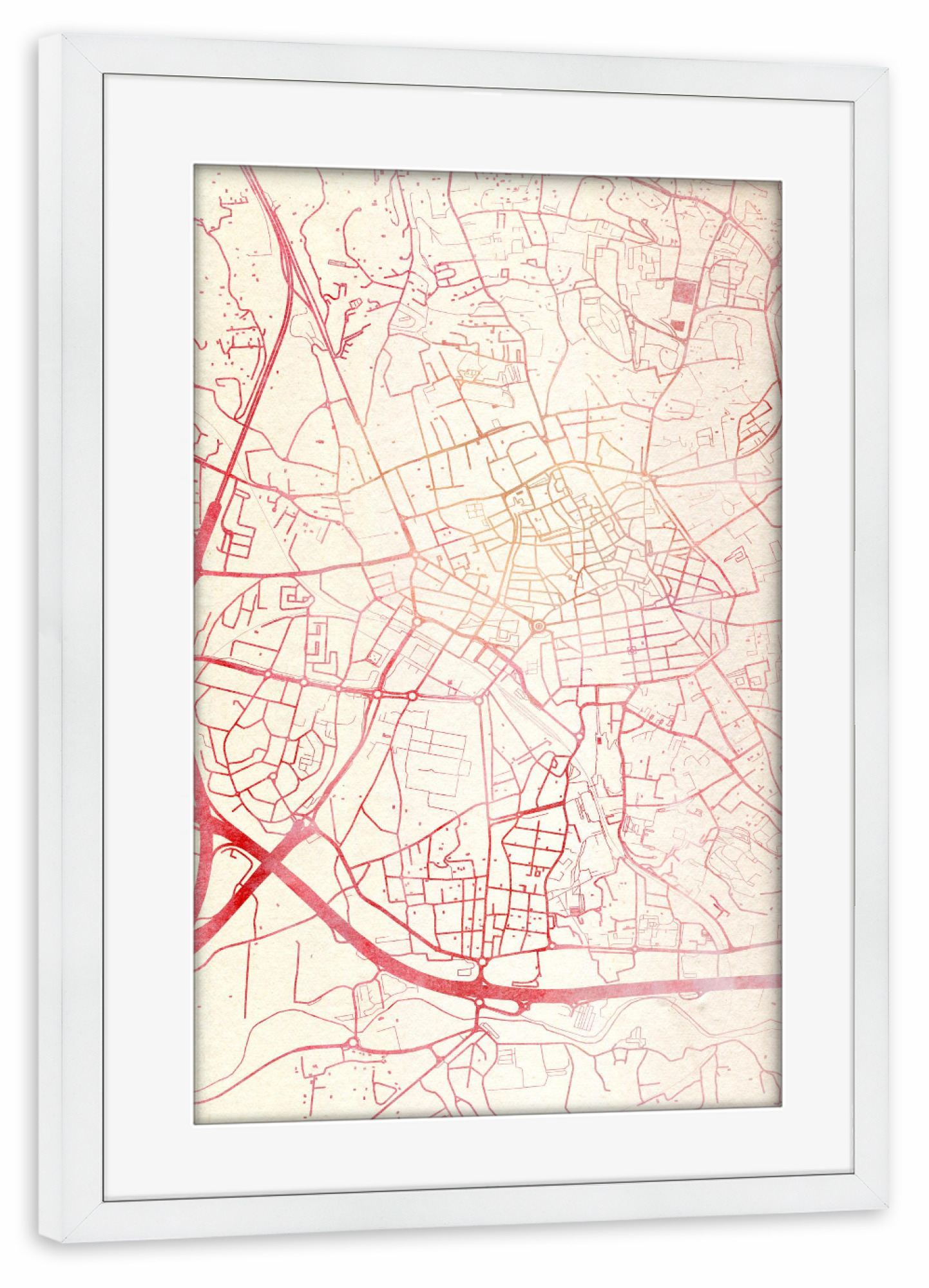 Poster mit Rahmen weiß "Aix-en-Provence Frankreich II" artboxONE - Städte,Reise - Städte,Stadtkarte,Wasserfarbe