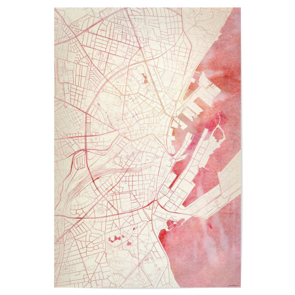 Poster "Aarhus Dänemark II" artboxONE - Städte,Reise - Städte,Stadtkarte,Wasserfarbe