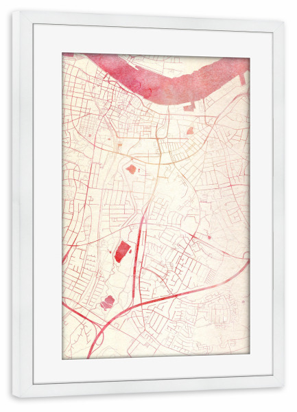 Poster mit Rahmen weiß "Aalborg Dänemark II" artboxONE - Städte,Reise - Städte,Stadtkarte,Wasserfarbe