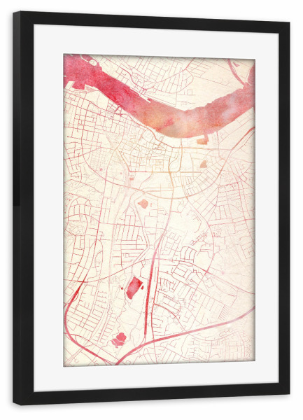 Poster mit Rahmen schwarz "Aalborg Dänemark I" artboxONE - Städte,Reise - Städte,Stadtkarte,Wasserfarbe