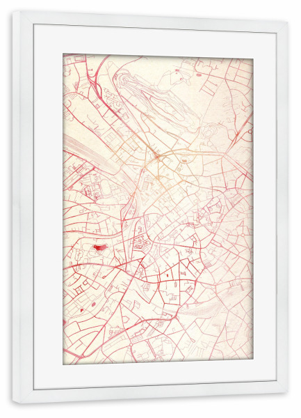 Poster mit Rahmen weiß "Aachen Deutschland 2" artboxONE - Städte,Reise - Städte,Stadtkarte,Wasserfarbe