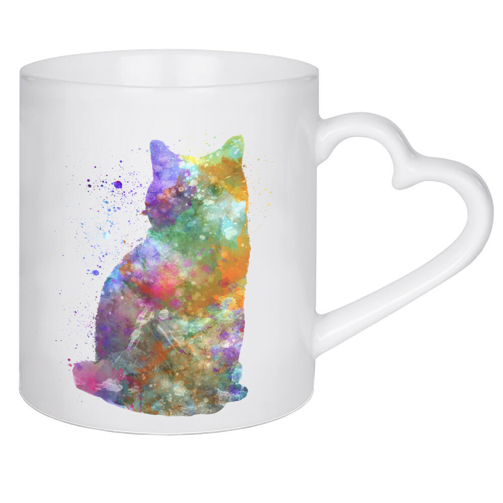 Herztasse "Britisch Kurzhaar in Aquarell" artboxONE - Tiere,Abstrakt - Katzen,Katze,Haustier,Katze,Tier,Aquarell,Zeichnung,Kinderdekoration,Dekoration