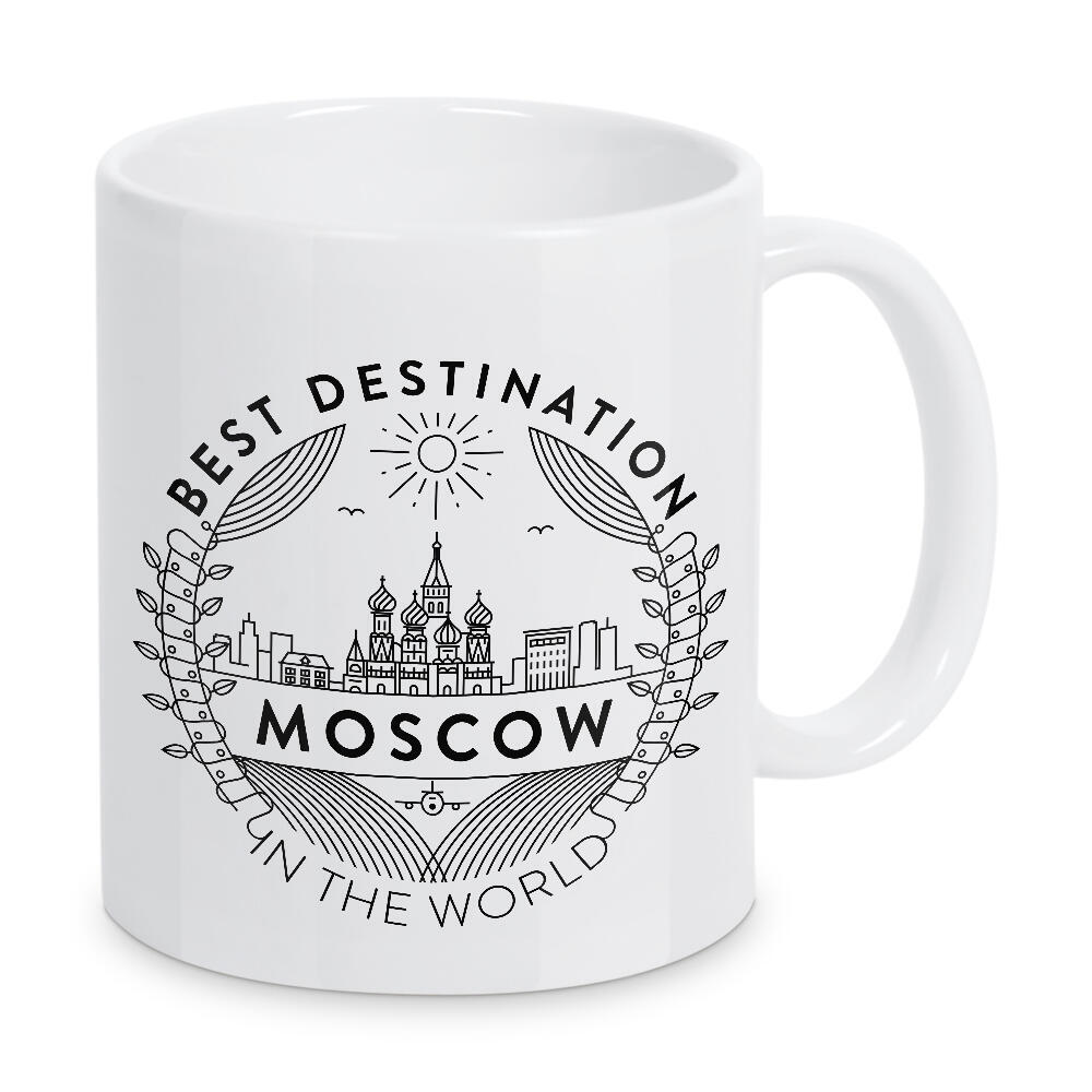 Tasse "Moscow Badge" artboxONE - Städte,Reise - Stadt,Abzeichen,Grafik,Minimal,Skyline,Vektor,Monogramm,Linie,Stil,Reise,Wahrzeichen