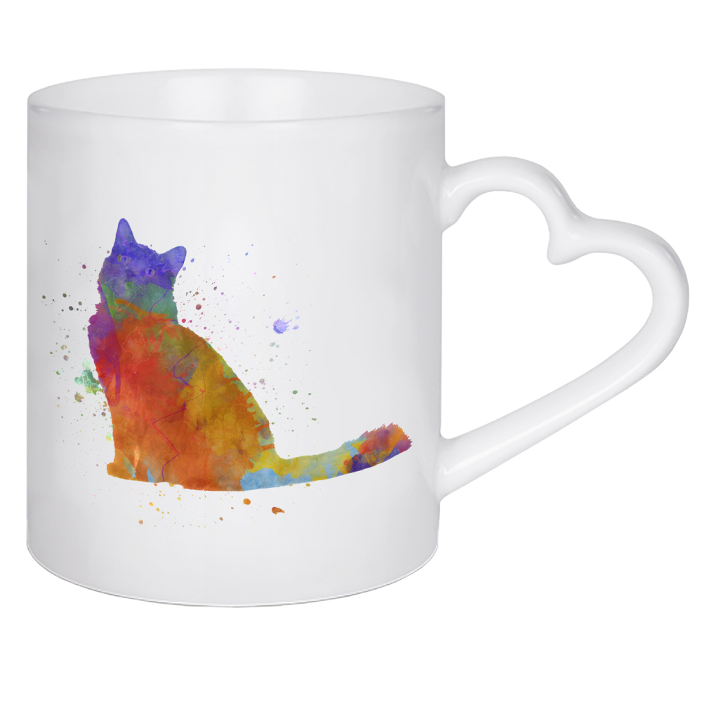 Herztasse "Nebelung cat in watercolor" artboxONE - Tiere,Abstrakt - Cat,Pet,Feline,Animal,Watercolor,Drawing,Children's decoration,Decoration,Katze