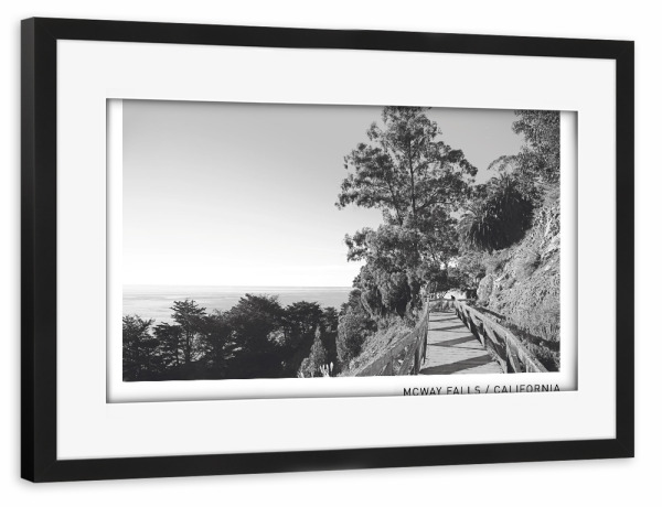 Poster mit Rahmen schwarz "McWay Falls II" artboxONE - Natur,Schwarzweiß