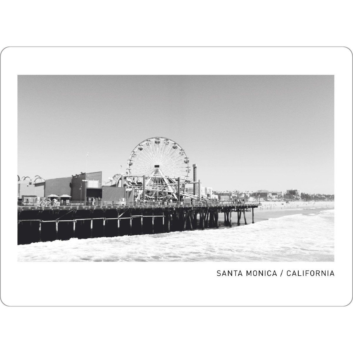 Tischset "Santa Monica" artboxONE - Städte,Schwarzweiß,Reise / Strand und Meer - Santa monica,California,Kalifornien,Riesenrad,Pier,Meer,Usa,Us