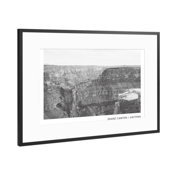 Poster mit Rahmen Schwarz (Metallic) "Grand Canyon II" artboxONE - Natur,Reise,Schwarzweiß