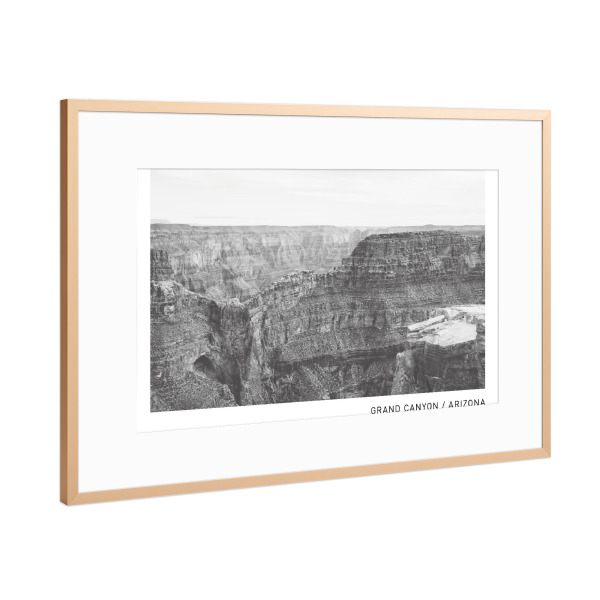 Poster mit Rahmen Kupfer "Grand Canyon II" artboxONE - Natur,Reise,Schwarzweiß - Berge,Grand canyon,Arizona,Us,United states,Amerika,America,Usa
