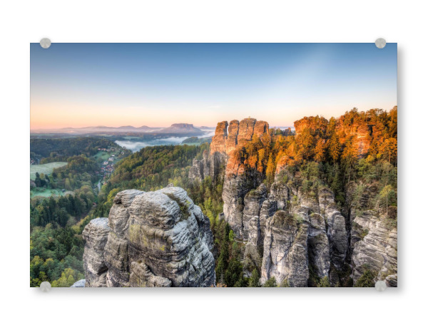 Acrylglasbild "Morgens im Elbsandsteingebirge" artboxONE - Natur,Reise