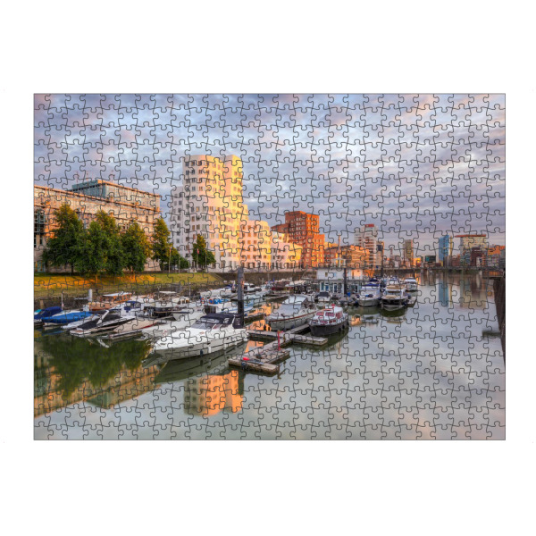Puzzle Ravensburger "Abendsonne im Medienhafen Düsseldorf" artboxONE - Städte,Reise