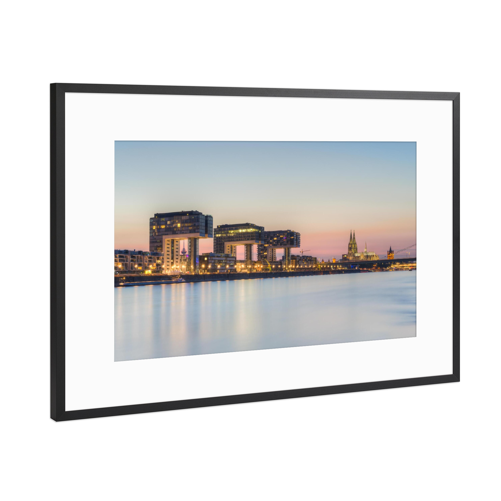 Poster mit Rahmen Schwarz (Metallic) "Köln Skyline" artboxONE - Städte,Reise,Architektur