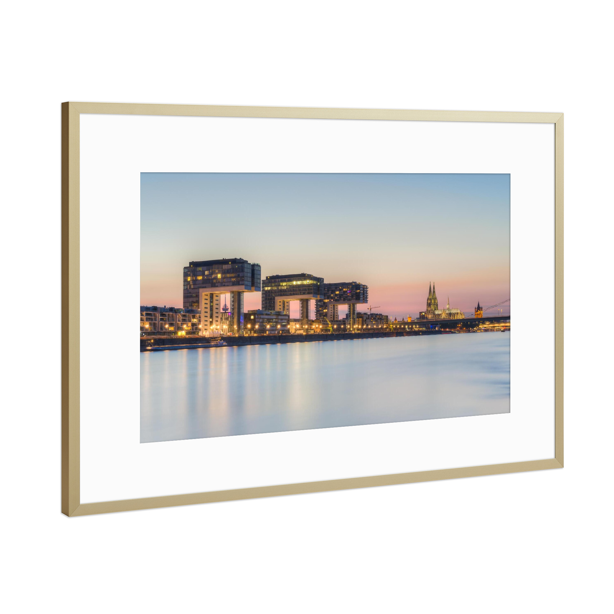 Poster mit Rahmen Gold "Köln Skyline" artboxONE - Städte,Reise,Architektur