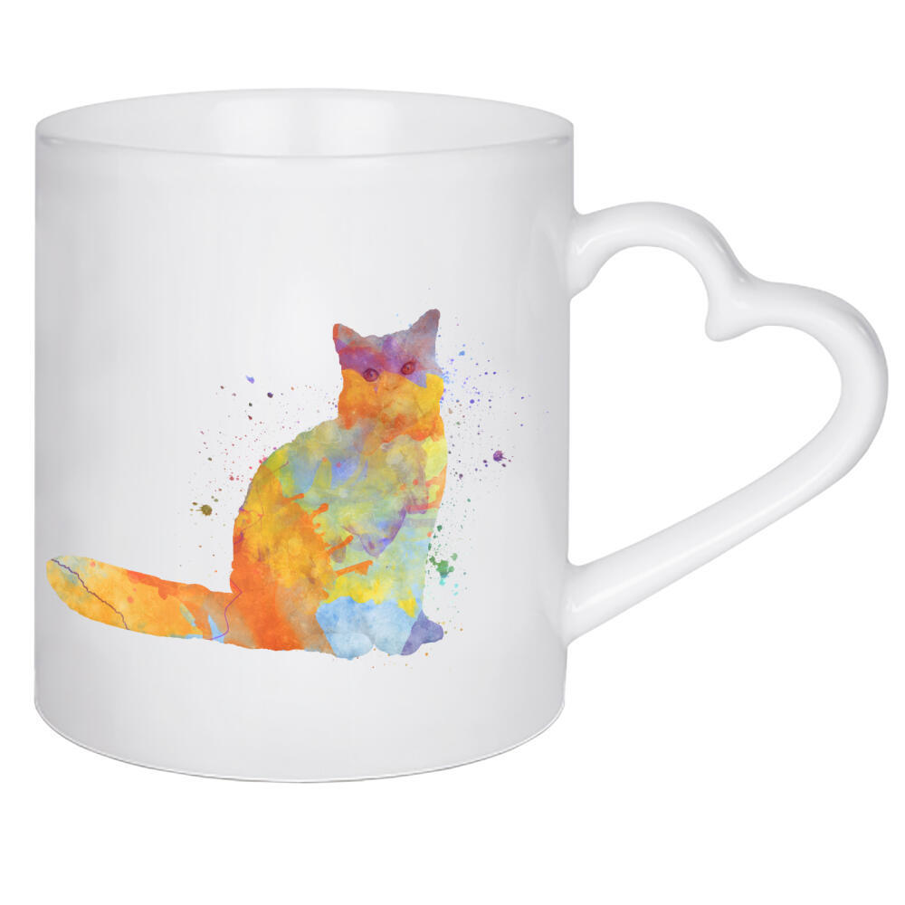 Herztasse "Van-Turco-Katze im Aquarell" artboxONE - Tiere,Abstrakt - Katzen,Katze,Haustier,Katze,Tier,Aquarell,Zeichnung,Kinderdekoration,Dekoration