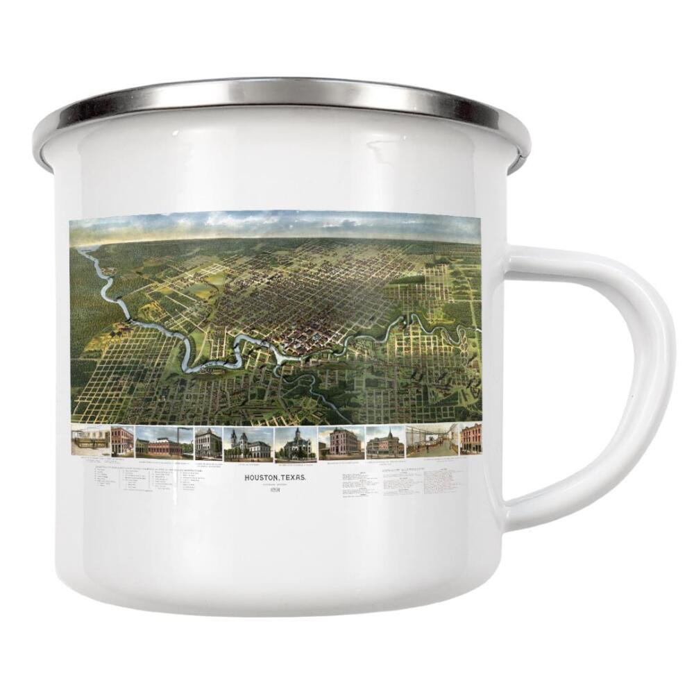 Emaille Tasse "Houston-Texas Pictorial Map" artboxONE - Architektur,Kartografie