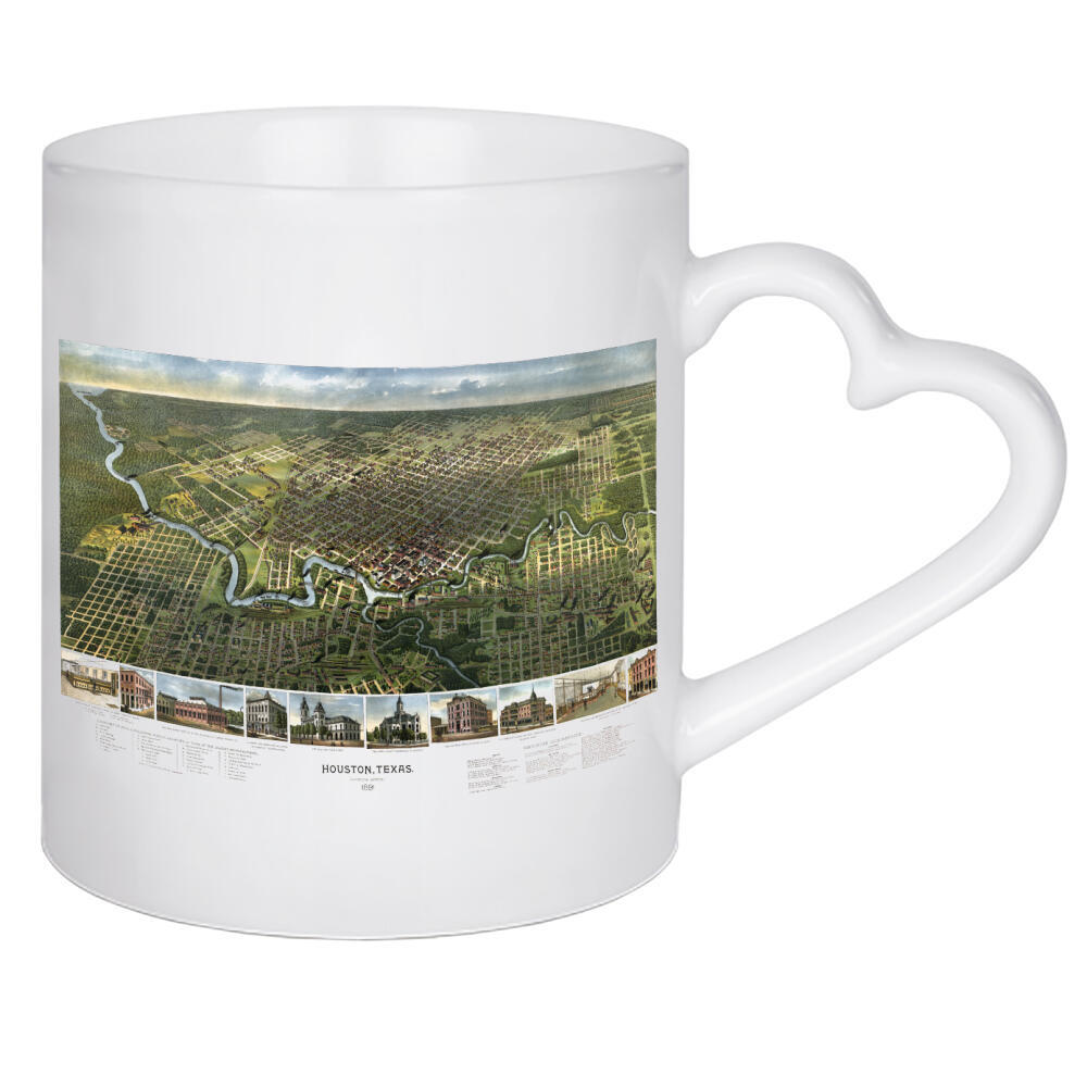 Herztasse "Houston-Texas Pictorial Map" artboxONE - Architektur,Kartografie