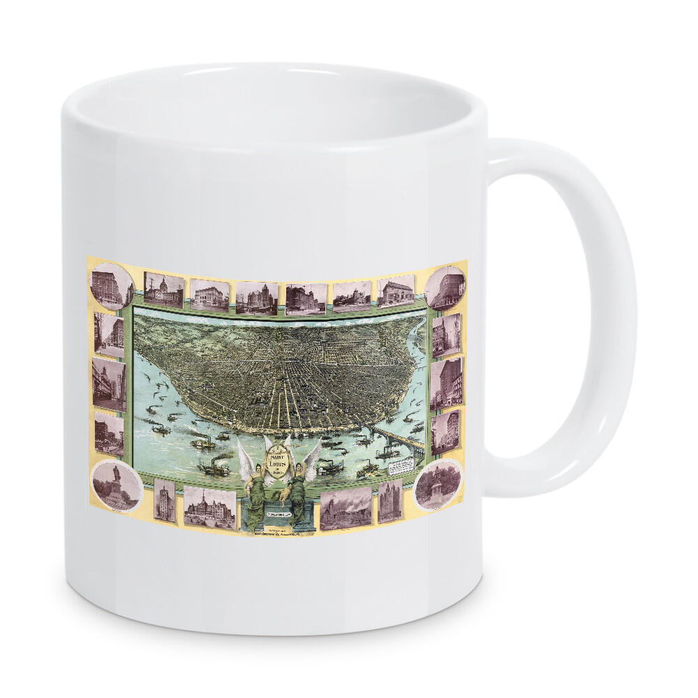 Tasse "Bildkarte von Saint Louis" artboxONE - Architektur,Kartografie - Karte,Flach,Jahrgang,Antik,Retro,Alte,Karten,Karte der welt,Illustration